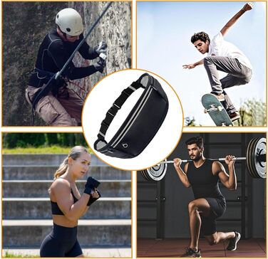 Пояс-сумка для бігу та спорту: водонепроникний пояс з 3 кишенями для телефону (до 18.3 см)