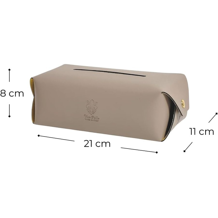 Genuine Leather Cosmetic Tissue Box, Handcrafted, Made in Italy, Perfect for Living Room, Bathroom, Kitchens, and Office/Practice (Gray)