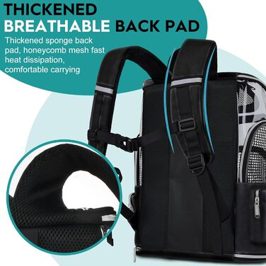 Рюкзак для кота та собаки: зручний та легкий для подорожей та прогулянок (до 9 кг), з сіткою та мискою, чорний