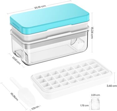 Форма для льоду PHINOX на 64 кубика з контейнером, кришкою та лопаткою, BPA-free, синя