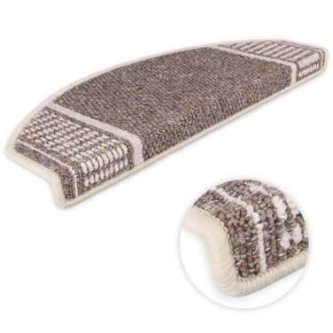 Набір килимків на сходинки Potsdam Metzker Braun, 15 шт., напівкруглі, коричневі, сумісні з килимовими доріжками