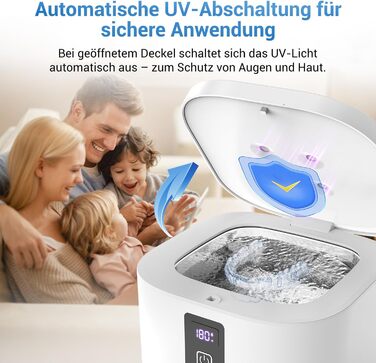 Ультразвуковий очищувач 48000Hz з УФ-дезінфекцією для зубних кап, брекетів, протезів та ювелірних виробів - 300 мл, 24 Вт