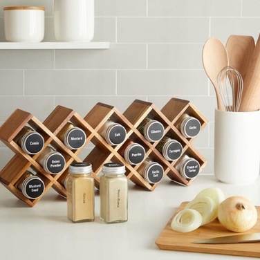Підставка для спецій TasteCraft, бамбукова, коричнева, на 18 баночок, 1,8 л