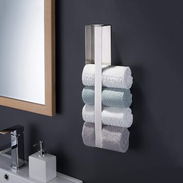 Тримач для рушників ZUNTO без свердління, самоклеючий, з нержавіючої сталі, 40 см, срібний