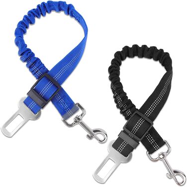 Автомобільні ремені безпеки для собак, регульовані, 2 шт., чорний + синій