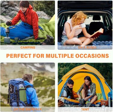 Каремат JINYOMFLY самонадувний туристичний, посилений, з насосом та подушкою, водонепроникний, ультралегкий для кемпінгу, піших прогулянок, відпочинку на природі (Блакитний)