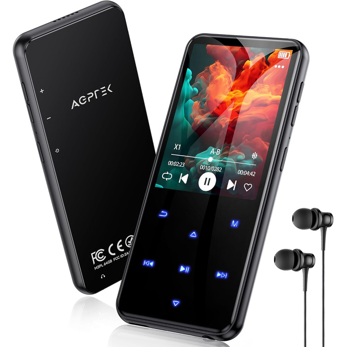 MP3-плеєр AGPTEK 64GB з Bluetooth 5.3, TFT-екраном 2.4