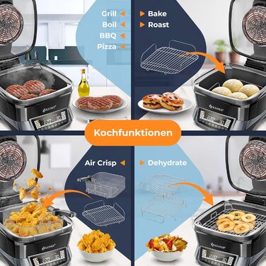 Мультиварка KESSER® 8л з фритюрницею та 16 програм - гриль, випічка, тушкування, приготування на пару, підтримка тепла, швидка обробка, рисоварка, йогуртниця (антрацит)