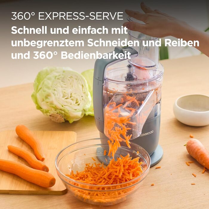 Кухонний комбайн Kenwood MultiPro Go FDP22.130GY: компактний, 650 Вт, 1.3 л, блакитний/сірий