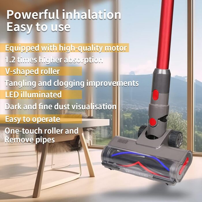 Насадка для пилососа Dyson V7 V8 V10 V11 V15 Kenvor: щітка з LED-підсвічуванням для твердих підлог та паркету