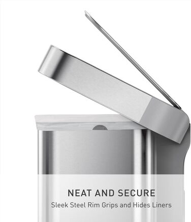 Сміттєвий бак Simplehuman CW2080 45 л з педальним механізмом, з відділенням для пакетів, для кухні, з нержавіючої сталі та сірого пластику
