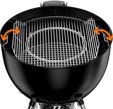 Решітка для гриля Vnierxful 8835 для Weber 22,5 дюйма, покращена, для вугільних грилів Kettle, Performer, Master-Touch, система Gourmet BBQ, шарнірна, сталева