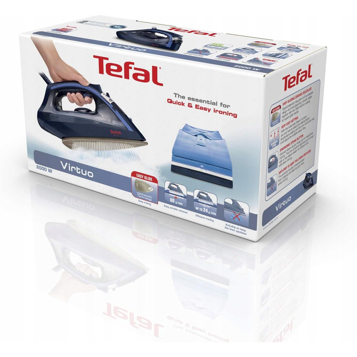 Парова праска Tefal Virtuo FV1739E0, 2000 Вт, з системою захисту від протікання