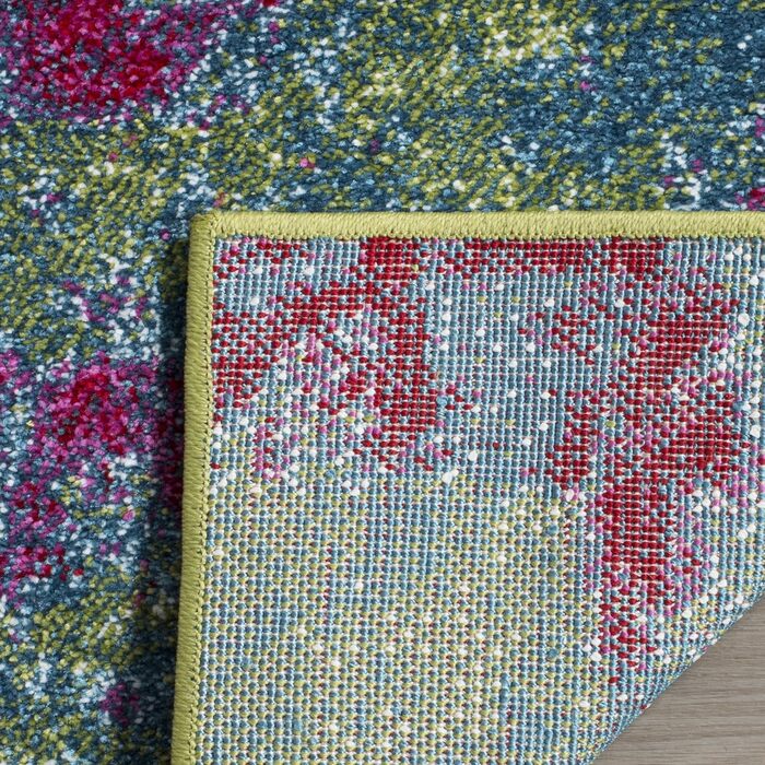 Килим SAFAVIEH Abstrakt для вітальні, їдальні, спальні - Watercolor Collection, короткий ворс, зелений та фуксія, 201 x 274 см, прямокутний