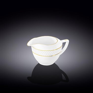 Wilmax - Porcelain Milk Jug with Gold Pattern - 280ml - White - Milk Canister - Coffee Service for Milk, Coffee, Tea - with Spout - Sauce Server, Sauce Boat