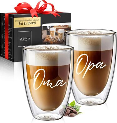 Набір склянок для лате макіато з подвійними стінками [4 шт.] | Склянки з серцем | 350 мл | Для кави, чаю, капучино | Подарунковий набір для бабусі та дідуся