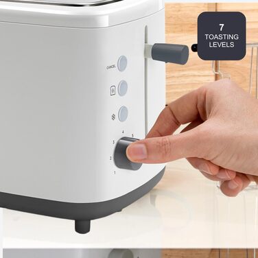 Тостер Black+Decker BXTO1001E, 1000 Вт, 2 слоти, 7 рівнів підсмажування, білий