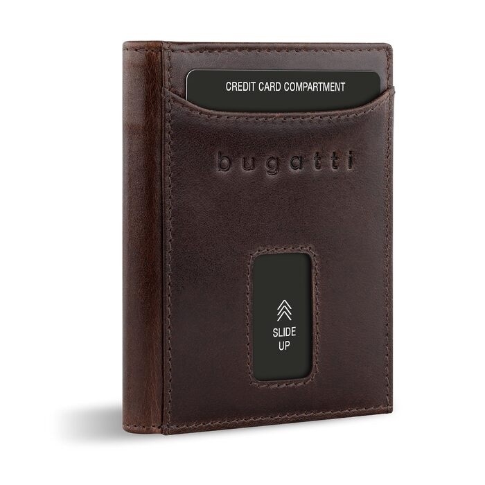 Гаманець Bugatti Secure Slim Mini з RFID-захистом, шкіряний, коричневий