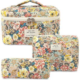 Набір косметичок 3 шт. для подорожей, косметичка для дівчат та жінок з квітковим принтом, зручна для макіяжу