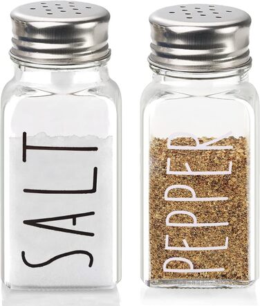 Farmhouse Salt and Pepper Shaker Set, Clear Glass, Cute, Gift for Women, Wedding Decoration, No Rubbing