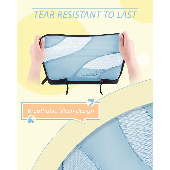 Органайзери для валізи BAGSMART компресійні (6 шт.), блакитний - набір кубиків для подорожей, органайзер для ручної поклажі