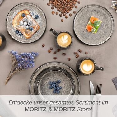 Набір столового посуду Moritz & Moritz Solid з кераміки (кам'яної маси), 12 предметів на 4 особи, антрацит