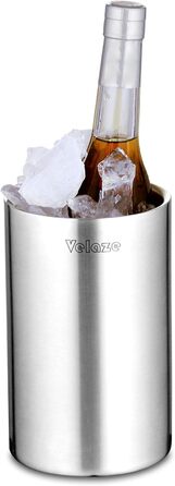 Velaze Bottle Cooler for Wine and Sparkling Wine Bottles, Double-Walled Stainless Steel with Matte Brushed Outer Surface, Wine Cooler, Accessory for Wine Bottle or Bar Set, Chiller - 1.5L, VIB01, Silver, 1.5 Liter