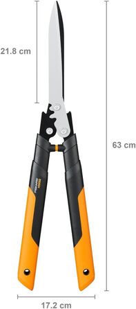 Садові ножиці Fiskars PowerGear X HSX92, антипригарне покриття, сталеві леза, 63 см, чорні/помаранчеві