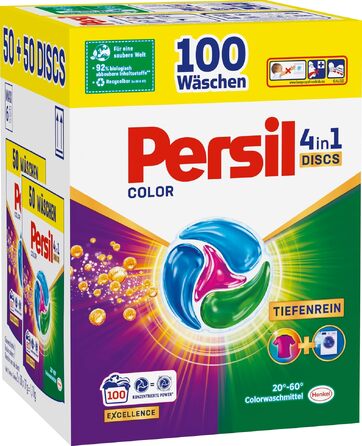 Капсули для прання Persil Color 4in1 DISCS, пральний засіб з технологією глибокого очищення для кольорової білизни, 100 прань