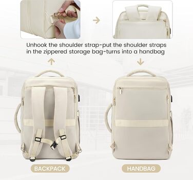 LOVEVOOK Рюкзак жіночий великий з відділенням для взуття, вологостійким відділенням та відділенням для ноутбука 17 дюймів, рюкзак чоловічий, розширюваний ручний багаж для бізнесу 30-40л для подорожей, відпустки, походів, Beige Beige 17,3 дюймів
