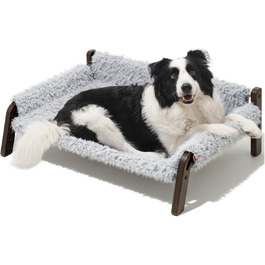 MEWOOFUN Dog Sofa Dog Bed Elevated No Dogs - Dog Beds for No and medium-sized dogs with Non-Slip Bottom, Breathable Woven Bed with Removable, Cat Sofa 61 x 53 x 28 cm, (XL, Grey)