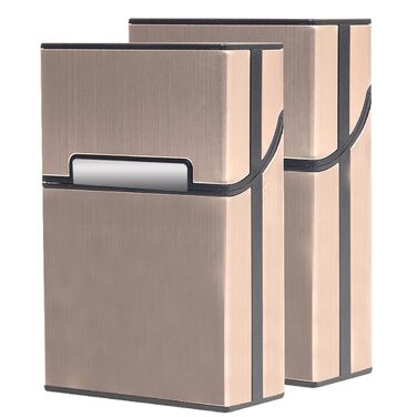 Металеве етои для сигарет на 20 сигарет, рожеве золото, сірий, шампань (2 шт.)