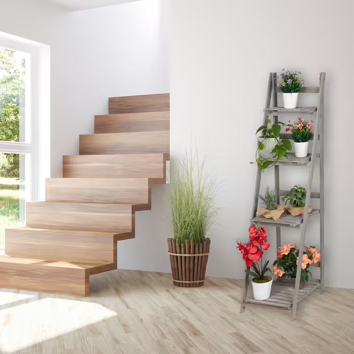 Relaxdays Wooden Flower Step (Grey)