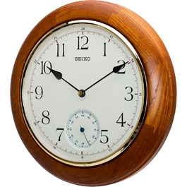 Seiko Wall Clock Brown Wood (Oak) Sweeping Second QXA432B