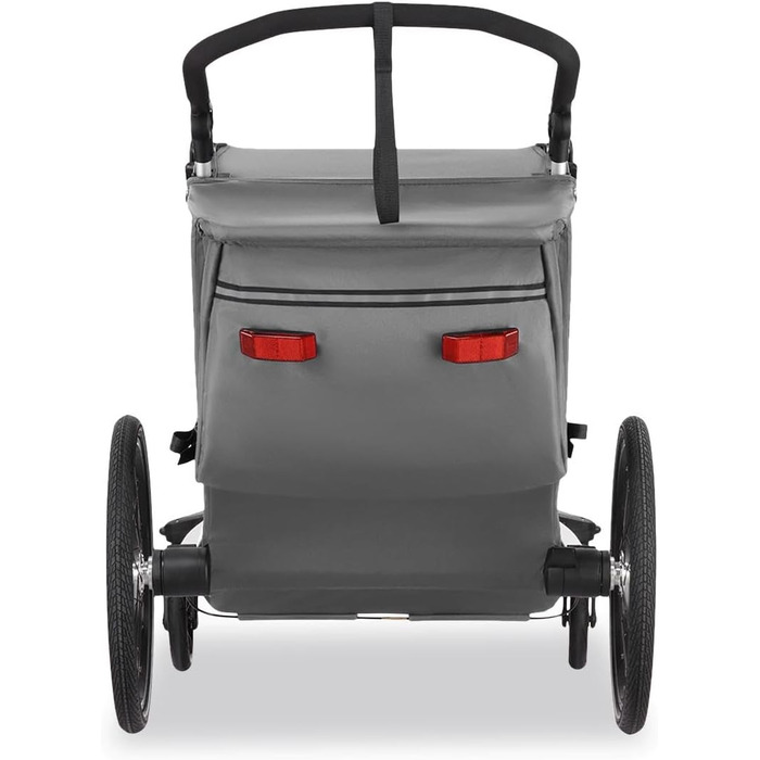 Причіп для велосипеда Fuxtec Sportfux на 2 місця, з багажником, відбивачами, ручкою-штовхачем, захистом від дощу та сонця, складний, фіолетовий FX-FA1 (сірий)