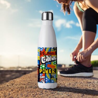 PYD Life Thermo-Sport Water Bottles, Blanks, Stainless Steel, with Lid, for Mugs, Heat Press, Sublimation Printing, Oven Printing, 482 ml, White, 4 Pieces