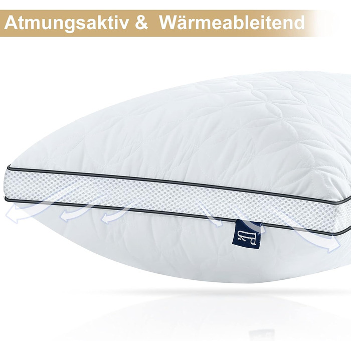 BedStory Pillow 40x80cm 2-Pack Pillows, Sleeping Pillows made of 2X950g Microfibers, Breathable and Washable Bed Pillows, Ideal for Deep and Restful Sleep, Öko-Tex Certified White Black 40x80 (2-Pack)