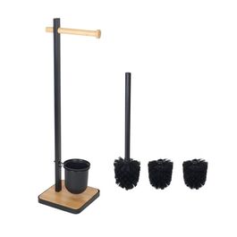 Relaxdays Bamboo Toilet Set - Black 2in1