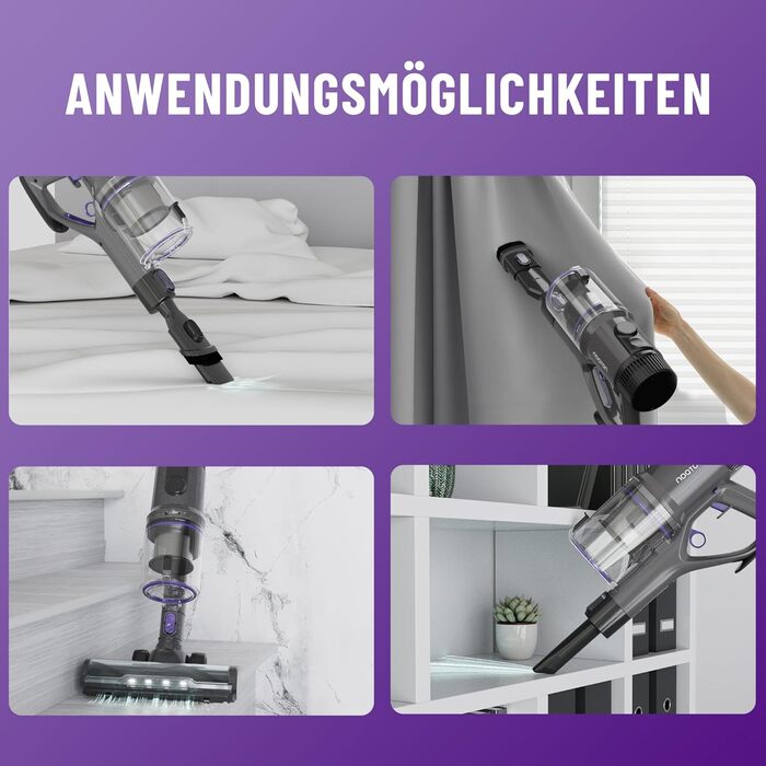 Бездротовий пилосос Noaton Akku 50000Pa з LED-дисплеєм та HEPA-фільтром для твердих поверхонь, килимів та шерсті тварин (AVC600)