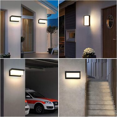 LED вуличний світильник BENMA 18W, IP65, тепле світло 3000K, алюміній, прямокутний | для саду, фасаду, гаража