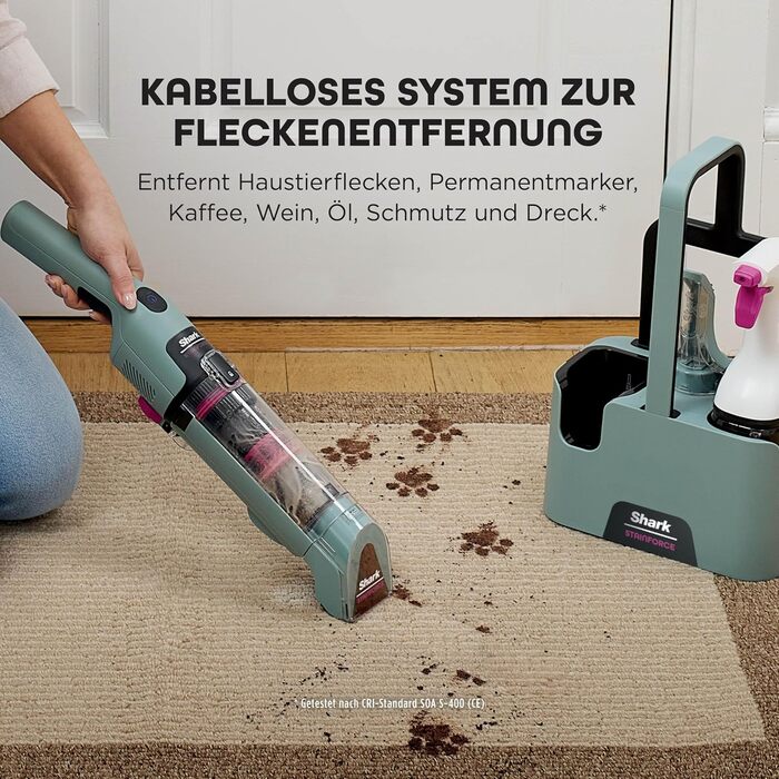 Shark StainForce: портативний бездротовий видалення плям та запахів для килимів та меблів (HX100EUCP)