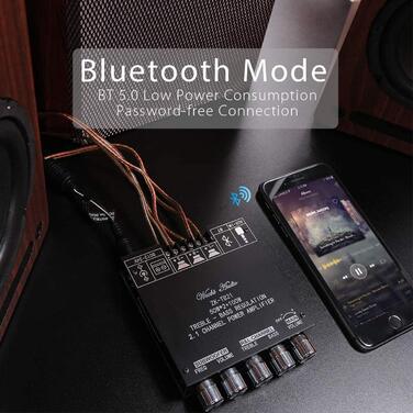 Підсилювач RUIZHI 2x50W+100W 2.1-канальний з Bluetooth, сабвуфер, плата з регулюванням басів і високих, TPA3116, DC 12-24V, для бездротових DIY-колонок