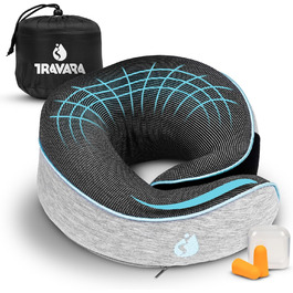 Подушка для шиї TRAVARA - Memory Foam - для подорожей літаком та автомобілем. Сіра подушка-воротник для комфортних тривалих поїздок.