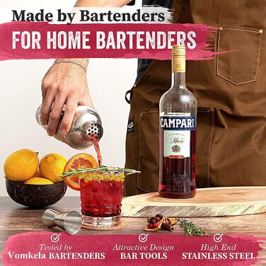 Cocktail Set 750ml Cocktail Shaker, 24pcs Bar Accessories Coctail Mixer Set Barkeepers Friend Jigger, Boston Shaker Bartender Set Decoration for Men Women (Type 4)