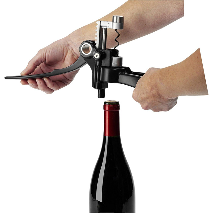 Le Creuset Professional Corkscrew Set with Matching Capsule Cutter, Wine Cork Removal, Black/Silver, Metal, LM250, 49005000000700