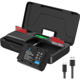 Акумулятор NP-FZ100 Homesuit 2280mAh та подвійний зарядний пристрій для камер Sony ZV-E1, FX3, FX30, A7RIII, A7RV, A7RIV, A7SIII, A7III, A7IV, A7C, A7CII, A6600, A6700, Alpha A1, A9, A9II, A9III, 9R, A9R, 9S (2 шт.)
