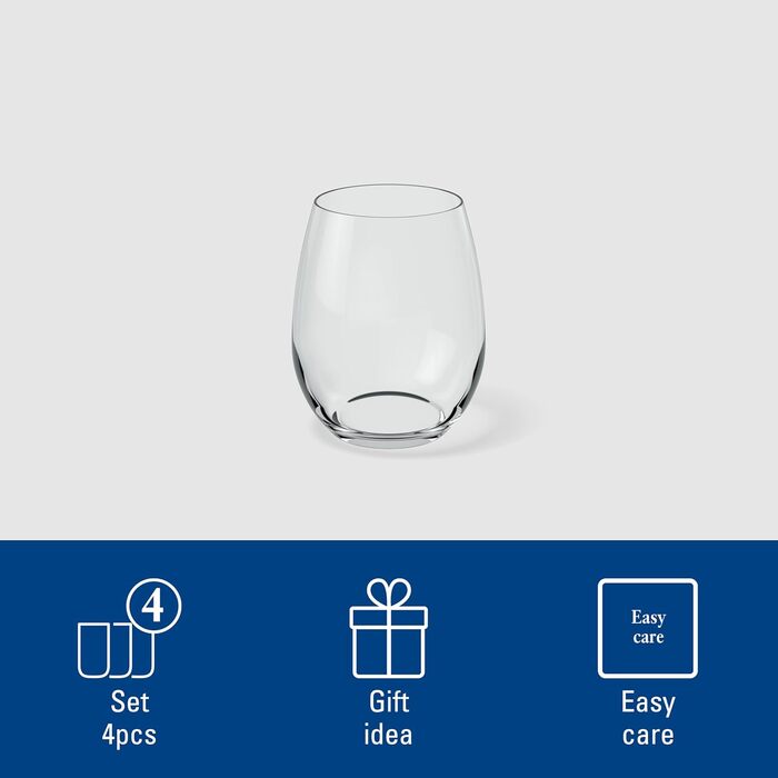 Набір склянок для води Villeroy & Boch Entree 4 шт, 250 мл, кришталь, для десертів, смузі, соку - можна мити в посудомийній машині