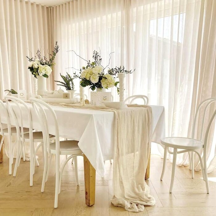6Pack Beige Cheesecloth Table Runner, Rustic Gauze Table Runner, 90x300cm Cheesecloth Gauze Table Runner, Cheesecloth, Boho Table Runner for Wedding, Birthday, Party (Beige)