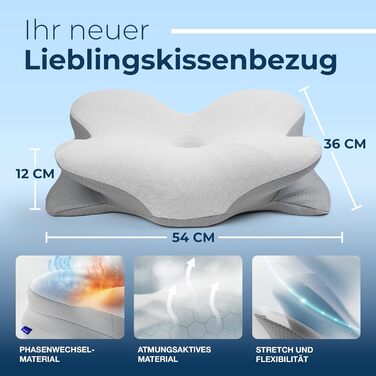 Подушка Derila Ergo Kopf Memory Foam для сну на боці, спині та животі (1 шт) з термотканиною 54x36x12 см