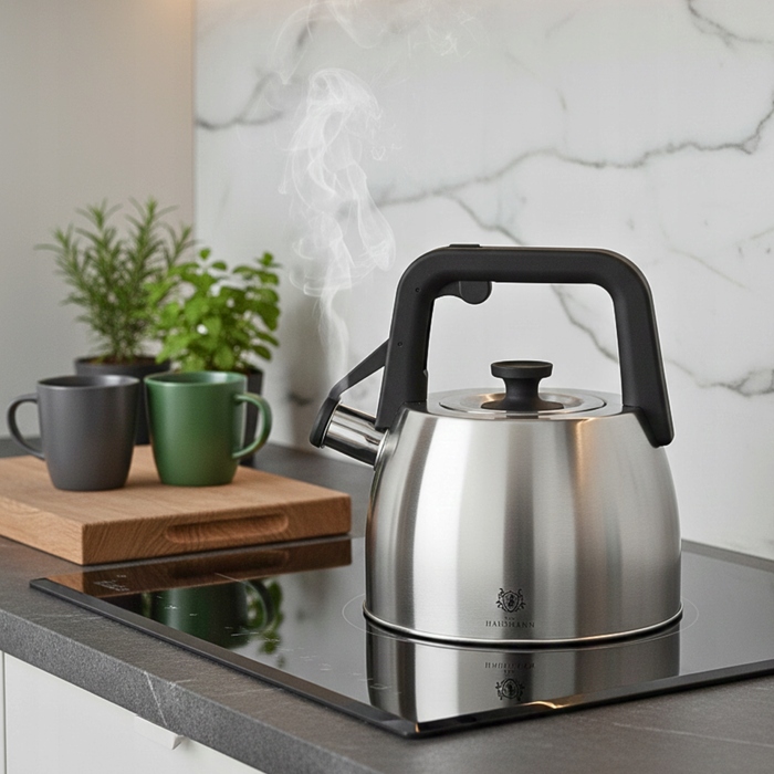 Класичний сталевий чайник Karl Hausmann, 2,5 л, чорний, сріблястий, сірий